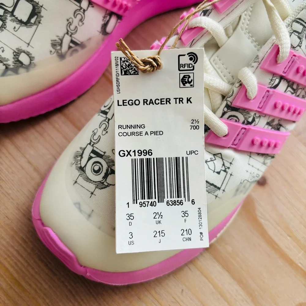 adidas Girls LEGO x Racer TR 'Off White Bliss‎ Lilac' Size 3 US Big Kid Pink NWT
